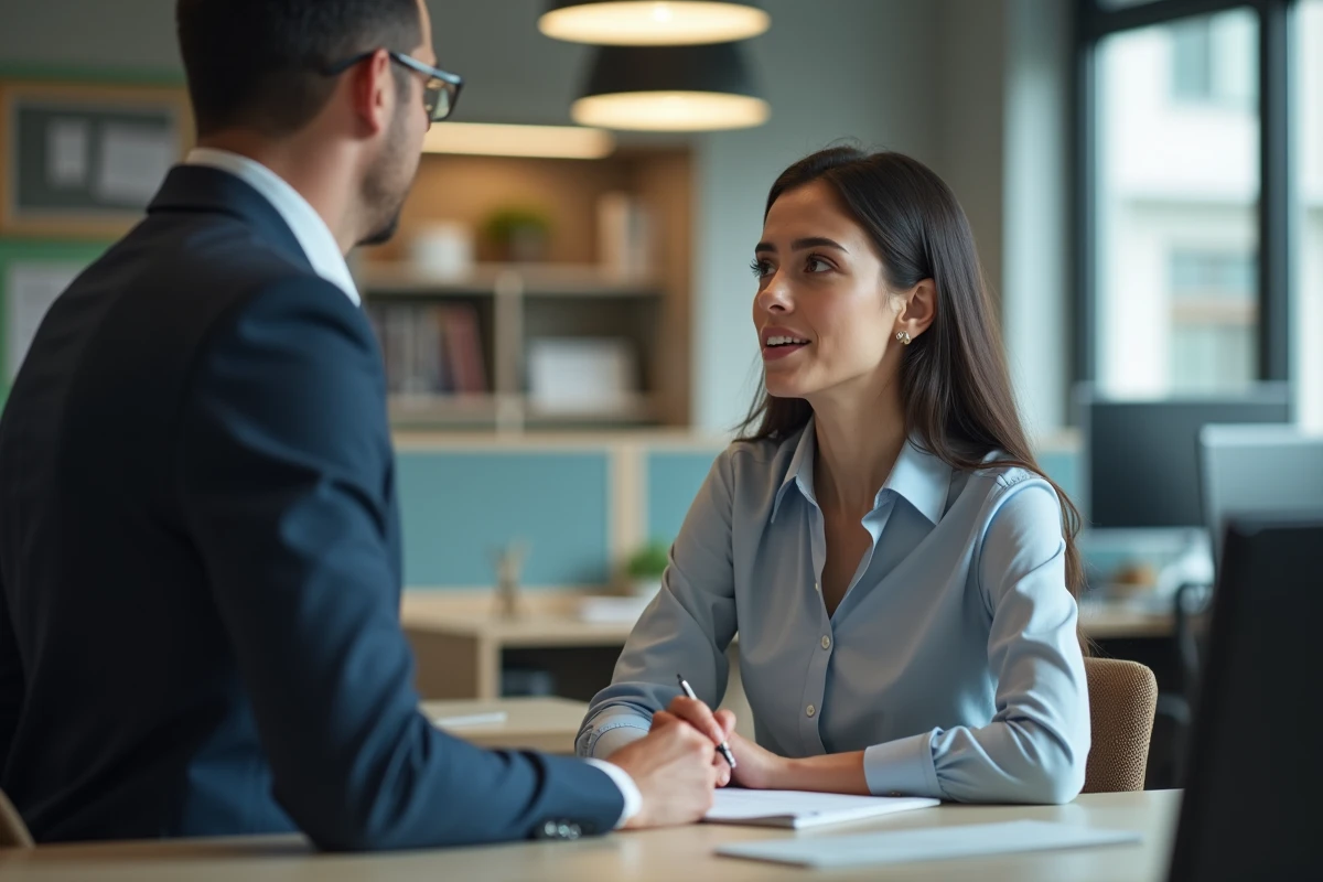 Femme au bureau surprise par un collègue qui l