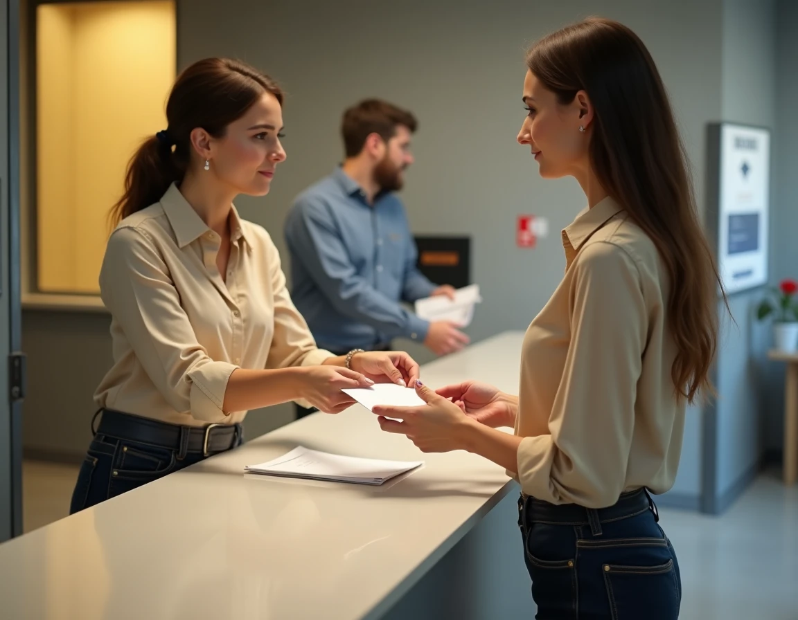 Femme envoyant une lettre recommandée de résiliation de contrat IAD à La Poste