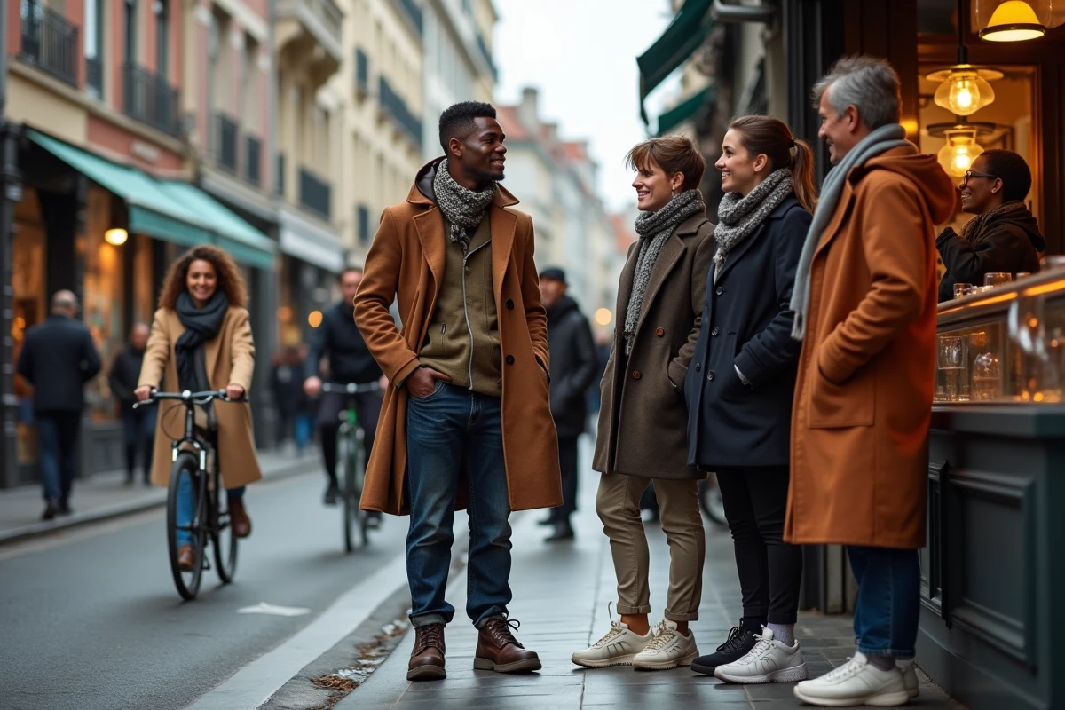 Groupe de jeunes en streetwear discutant dehors